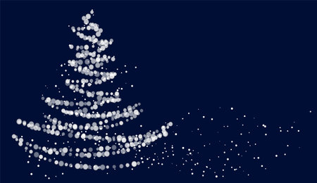 Abstract Christmas tree design made of bokeh lights forming a tree shape on a dark blue background. Concept of festive holiday season. Vector illustrationのイラスト素材