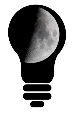 Concept of creativity represented by a light bulb with a moon inside, highlighting the fusion of ideas and nature at nightのイラスト素材