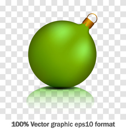 A bright green Christmas ornament sits prominently, designed for festive celebrations. Its shiny surface reflects light beautifully, making it an eye-catching decoration for the holiday seasonのイラスト素材