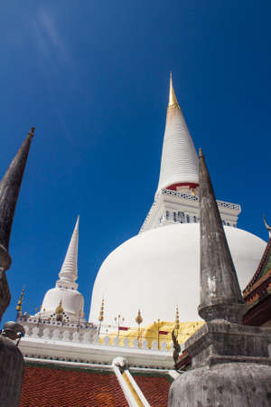 Famous pagoda in Wat phra Mahathat, Nakon Si Thammarat Province, Thailandの写真素材
