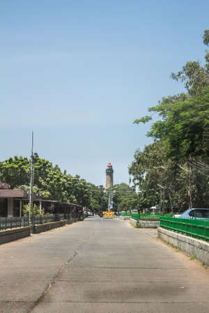 Road leads to the light house at Mahabalipuram, Tamil Nadu, Indiaのeditorial素材
