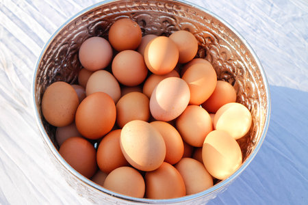 Eggs in a silver container