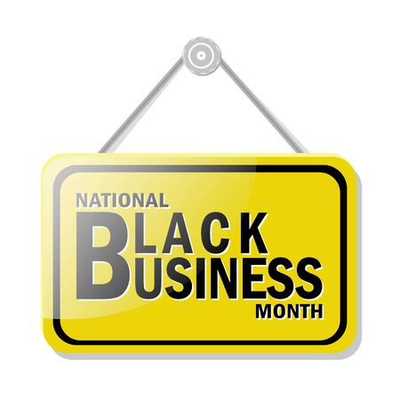 A glass yellow plate with the text Black Business Month annually celebrated in August to indicate the importance of the contribution of the black population to the development of business in the country, vector poster for design.のイラスト素材