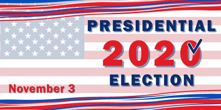 Presidential Election 2020 in the United States of America, web banner on the background of the American flag. All elements are isolated.のイラスト素材
