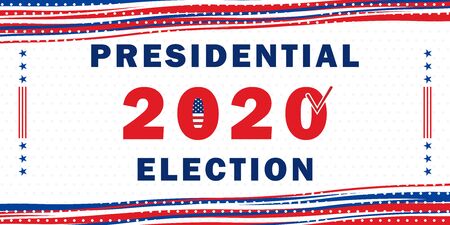 Presidential Election 2020 in the United States of America, web banner with the colors of the American flag on a transparent background. All elements are isolated.のイラスト素材