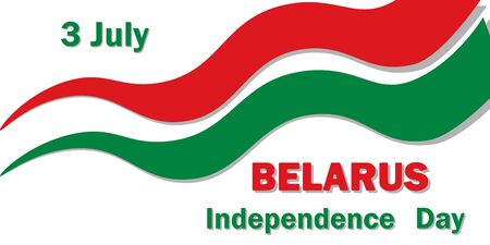 Belarus Independence Day is annually celebrated on July 3 with a vector poster in traditional red-green colors. All elements are isolated.のイラスト素材