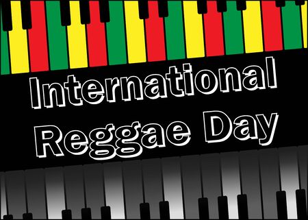 Vector banner for International Reggae Day, annually celebrated in July to emphasize the importance of this musical movement.のイラスト素材