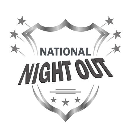 National Night Out is a sign for poster design, held in the USA every first Tuesday of August in order to raise public awareness about the work of police, fire, ambulance and other emergency services.のイラスト素材