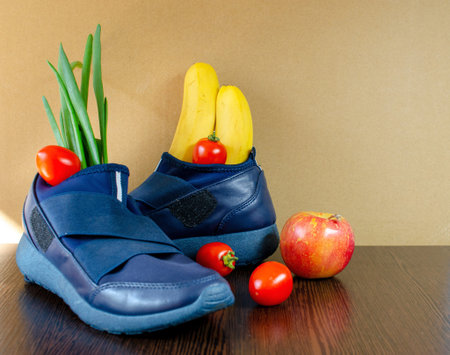 Food products vegetables and fruits, the concept of quick ordering and home delivery during...
