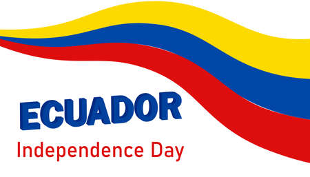 Ecuador Independence Day is celebrated annually on August 10th, greeting web banner with text and flag.のイラスト素材