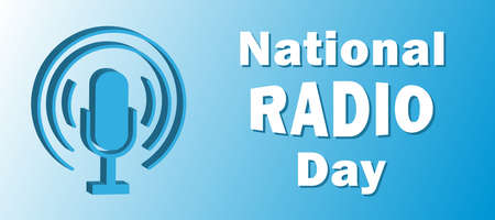 National Radio Day is traditionally celebrated on August 20 and informs about the importance of radio in human lifeのイラスト素材