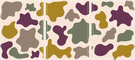 Vector abstract triptych of multicolored in trending colors spots for background banners and advertising. All elements are isolated and editable.のイラスト素材