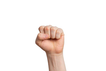 male fist on an isolated background. horizontal photo.の写真素材