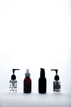 set of bottles With Dispenser Pump on white background. copy space.の写真素材