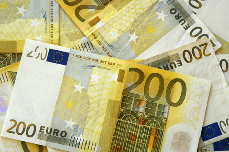 Heap of notes of 200 euro