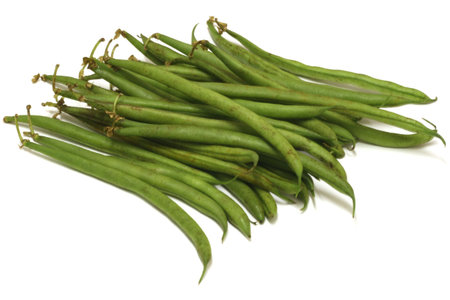 Green beans on a white background