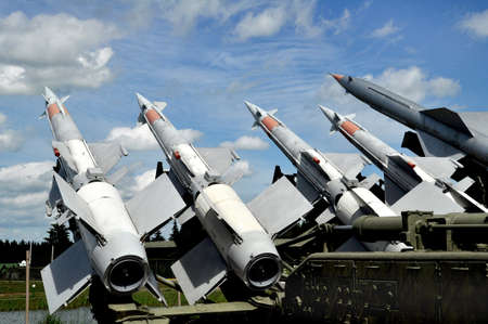 Air defense missiles aimed at the sky のeditorial素材