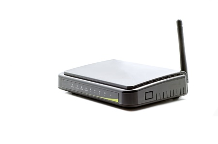 Black wi-fi router on the light backgroundの写真素材