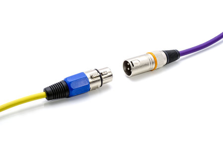 Audio connectors and cables isolated on white の写真素材