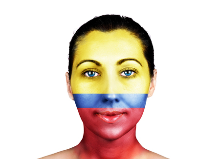 Face of a woman with the Columbia flagの写真素材