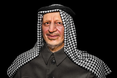 UZHGOROD, UKRAINE - JAN 25, 2014: waxwork Yasser Arafat - Exhibition of Wax Museum Art, Uzhgorod.