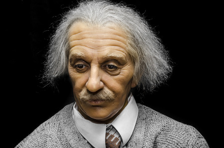 UZHGOROD, UKRAINE - JAN 25, 2014: waxwork Albert Einstein - Exhibition of Wax Museum Art, Uzhgorod.のeditorial素材