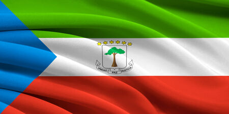 Flag of Equatorial Guinea waving in the windの写真素材