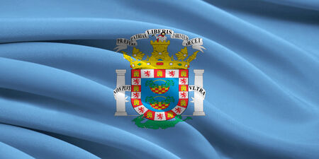 Flag of Melilla waving in the windの写真素材