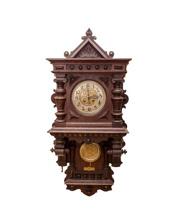 Antique wall clock isolated on white background