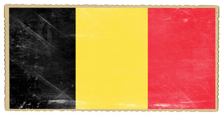 Old postcard with flag of Belgiumの写真素材