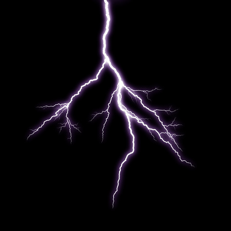 A lightning strike on the black backgroundの写真素材