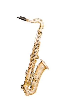 Tenor sax golden saxophone isolated on white の写真素材
