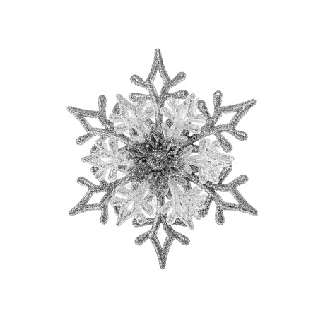 Snowflake decoration isolated on a white backgroundの写真素材