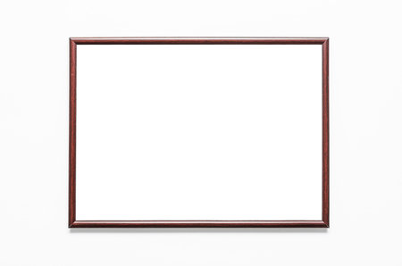 Wooden frame hanging on a gray wall