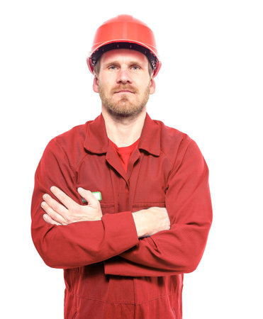 Portrait Of Worker Isolated Over White Background