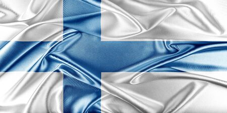Finland Flag. Flag with a beautiful glossy silk texture.の写真素材