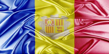 Andorra Flag. Flag with a beautiful glossy silk texture.の写真素材