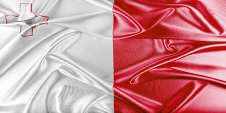 Malta Flag. Flag with a beautiful glossy silk texture.の写真素材
