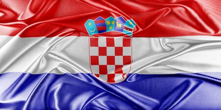 Croatia Flag. Flag with a beautiful glossy silk texture.の写真素材