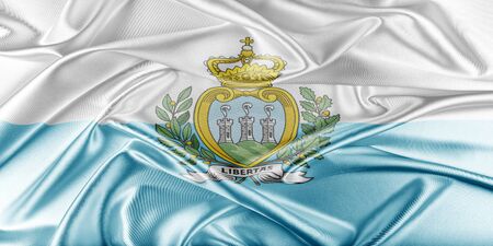 San Marino Flag. Flag with a beautiful glossy silk texture.の写真素材
