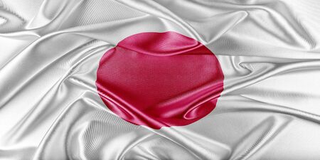 Japan Flag. Flag with a beautiful glossy silk texture.の写真素材