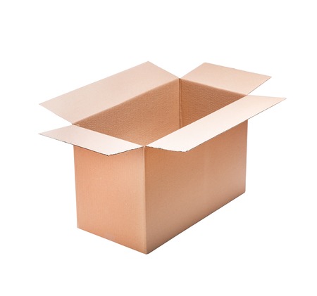 Opened cardboard box Isolated on white background.の写真素材