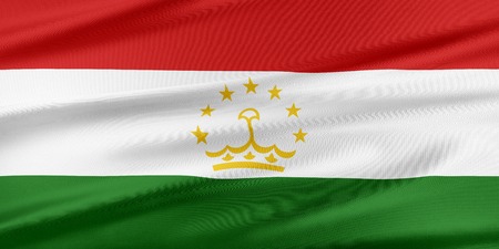 Tajikistan Flag. Flag with a beautiful glossy silk texture.の写真素材
