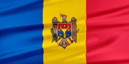 Moldova Flag. Flag with a beautiful glossy silk texture.の写真素材