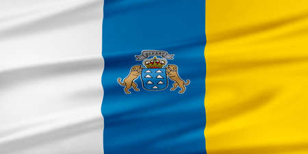 Canary Islands Flag. Flag with a beautiful glossy silk texture.の写真素材