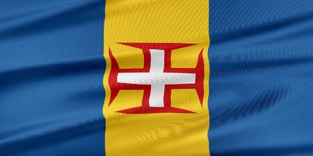 Madeira Flag. Flag with a beautiful glossy silk texture.の写真素材