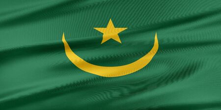Mauritania Flag. Flag with a beautiful glossy silk texture.の写真素材