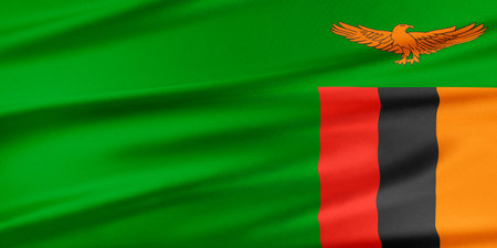 Zambia Flag. Flag with a beautiful glossy silk texture.の写真素材