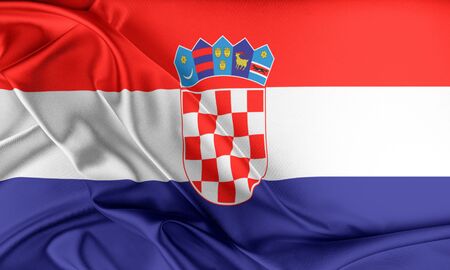 Croatia Flag. Flag with a beautiful glossy silk texture.の写真素材