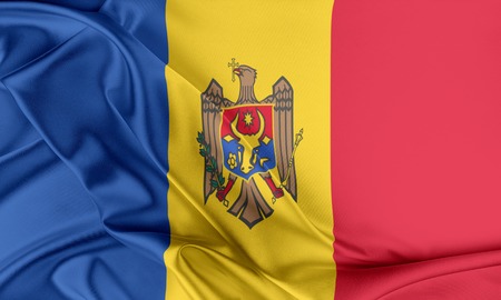Moldova Flag. Flag with a beautiful glossy silk texture.の写真素材